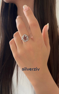 انگشترنقره زنانه طرح گل با سنگ طبیعی سیترین| silverziv