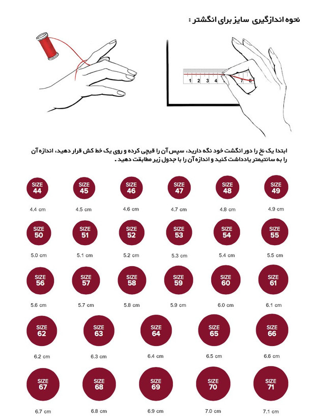 نحوه اندازه گیری سایز انگشتر/silverziv