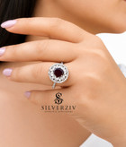 سرویس زنجیری نقره زنانه با سنگ طبیعی گارنت سرخ | SilverZiv