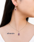 سرویس زنجیری نقره نگین یاقوت برمه|silverziv