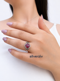 سرویس زنجیری نقره نگین یاقوت برمه|silverziv
