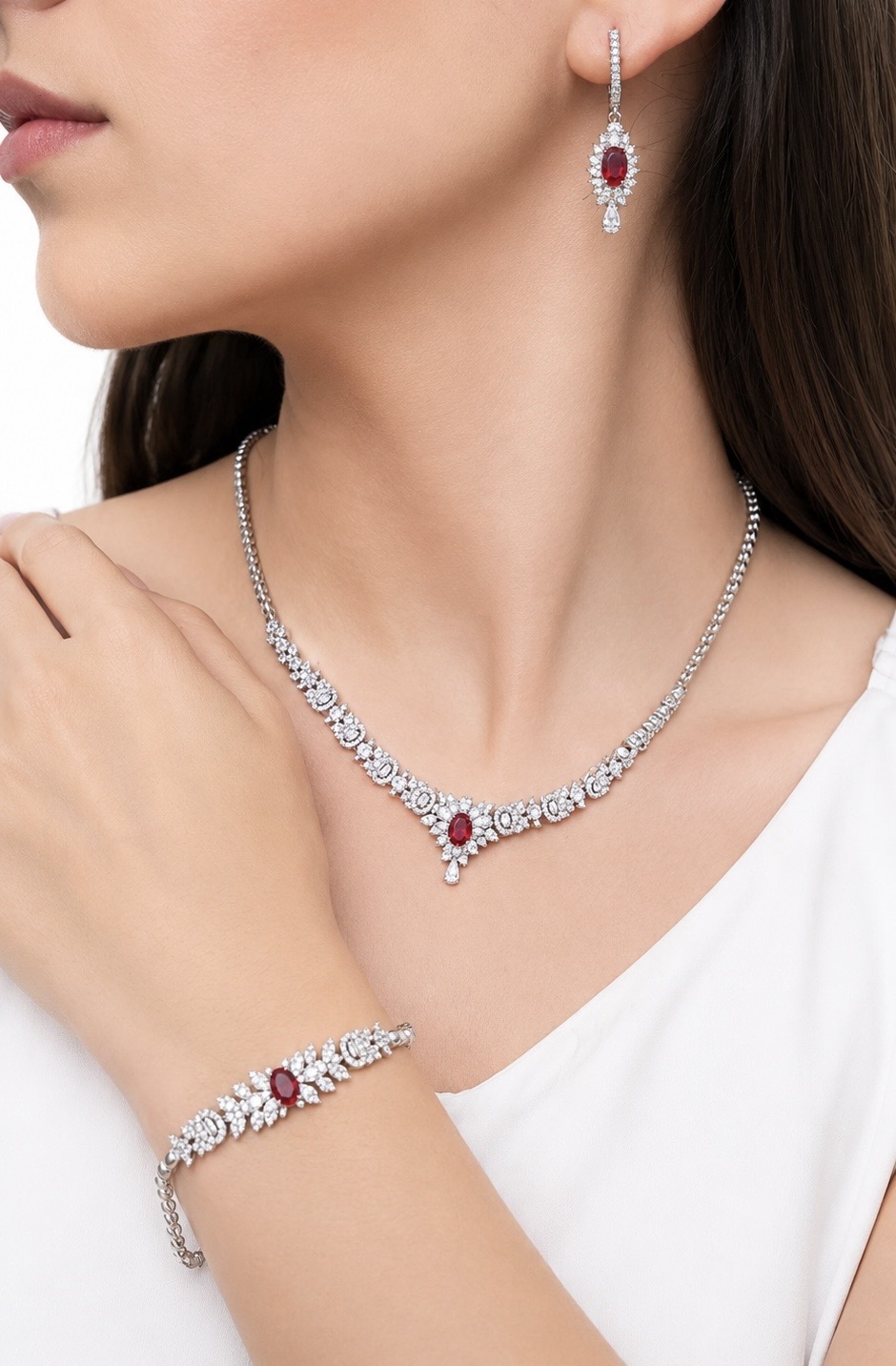 سرویس نقره تک جواهری یاقوت/silverziv
