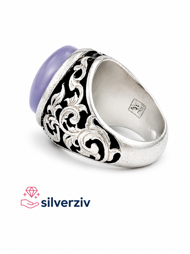 انگشتر عقیق سوسنی (کبود)| silverziv