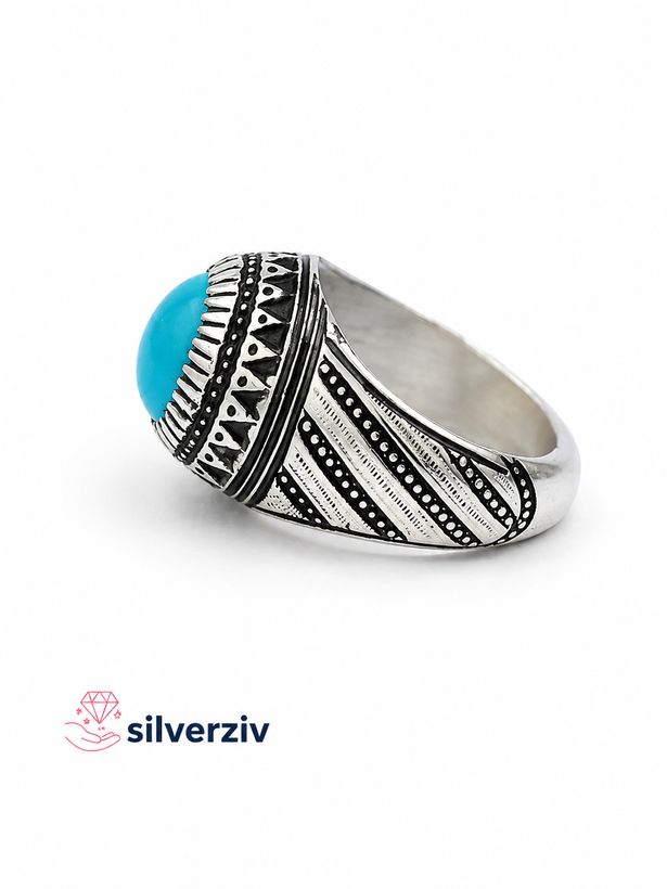 انگشترفیروزه عجمی عباسی فاخر و کلکسیونی / silverziv