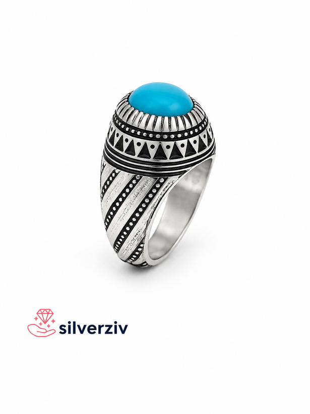 انگشترفیروزه عجمی عباسی فاخر و کلکسیونی / silverziv