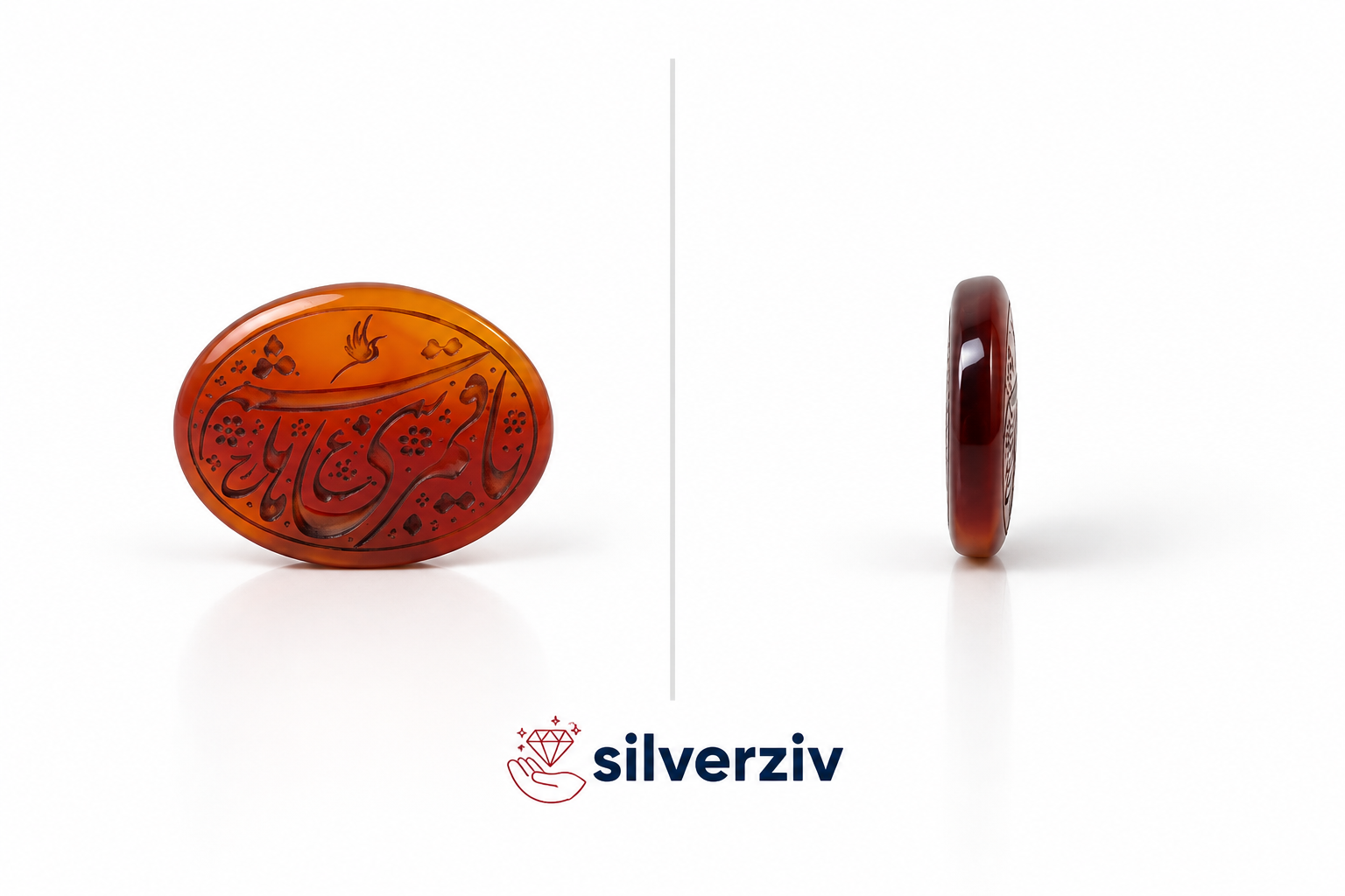 سنگ عقیق سرخ حکاکی شده (یا قمر بنی‌هاشم) |Silverziv