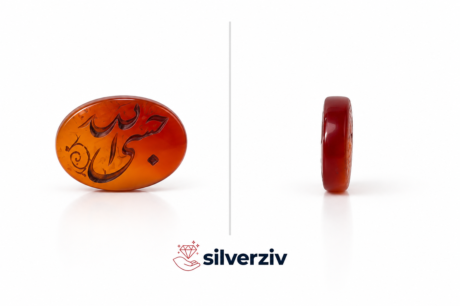 سنگ عقیق قرمز حکاکی شده (حسبی الله)| Silverziv