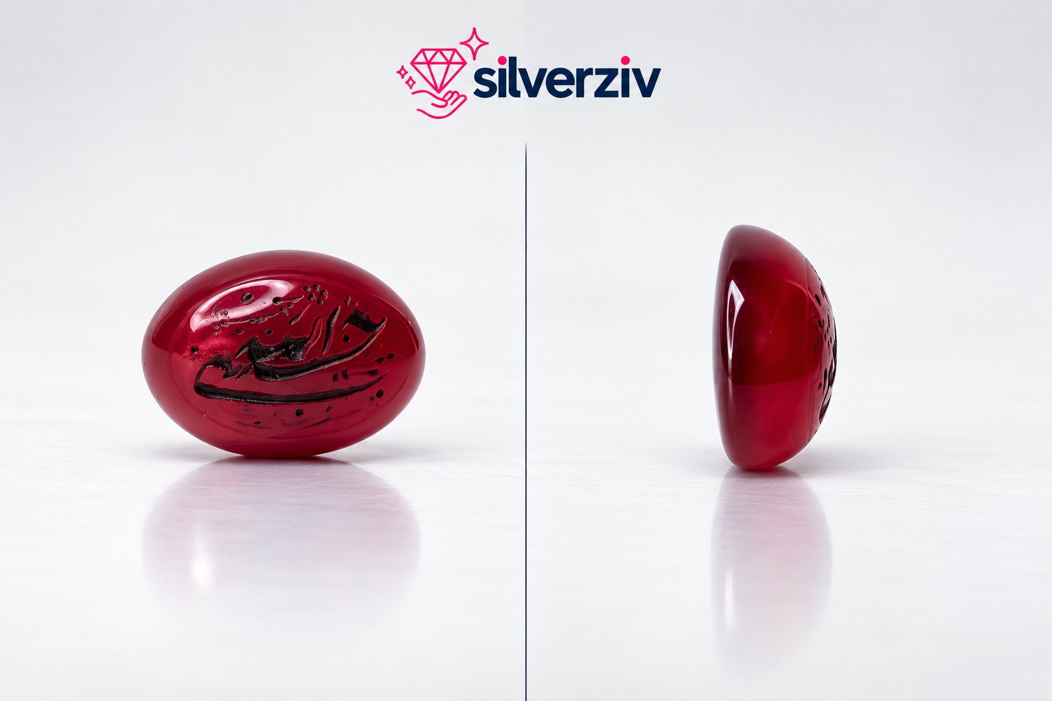 نگین عقیق سرخ حکاکی شده |Silverziv